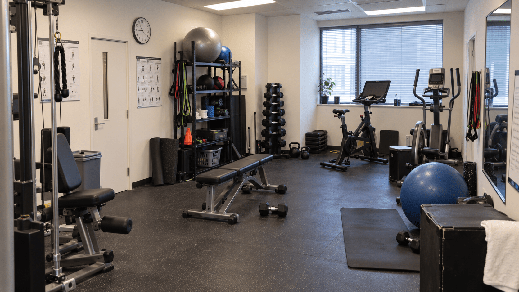 Bestandsaufnahme eines bestehenden Firmenfitnessraums vor der Neukonzeption
